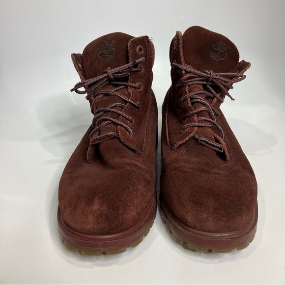 Timberland maroon red suede lace up boots girls size 7 youth casual punk - Picture 3 of 9